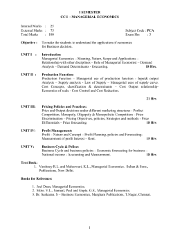 1 I SEMESTER CC I - MANAGERIAL ECONOMICS Internal Marks