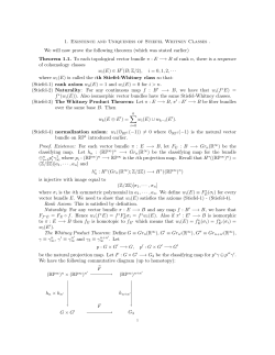 1. Existence and Uniqueness of Stiefel Whitney Classes . We will