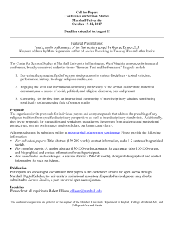 Call for Papers Conference on Sermon Studies Marshall University
