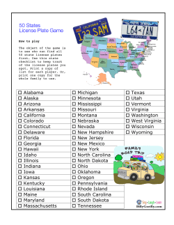 50 States License Plate Game
