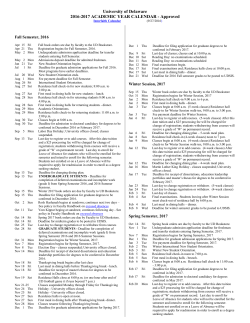 2016-2017 Academic Year Calendar