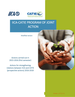 IICA-CATIE PROGRAM OF JOINT ACTION