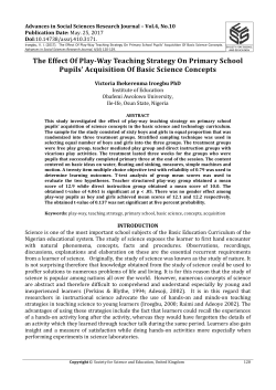 The Effect Of Play-Way Teaching Strategy On Primary School Pupils