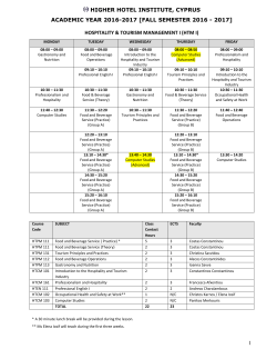 Fall Timetable 2016