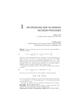 1 on modeling risk in markov decision processes - The Ben