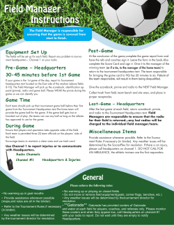 Equipment Set Up Pre-Game &ndash; Headquarters 30-45