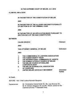 Caleb Orozco v The Attorney General of Belize, et