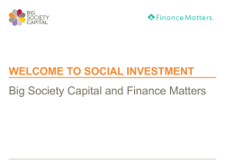 Social INVESTMENT - Big Society Capital