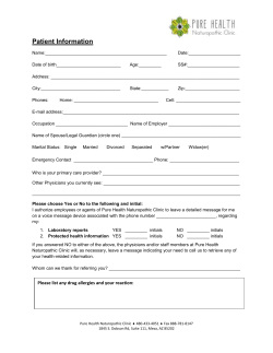 New Patient Information - Pure Health Naturopathic Clinic