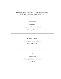 Antecedents and Consequence of Competitive Learning and Joint