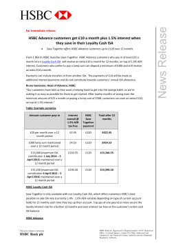 HSBC Advance customers get &pound;10 a month plus 1.5