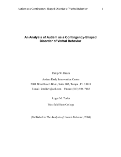 Behavioral Theories of Autism