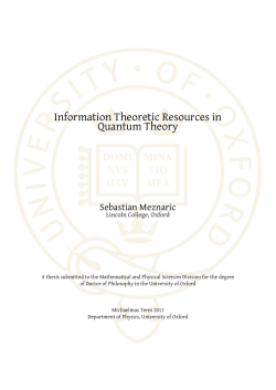 Information Theoretic Resources in Quantum Theory