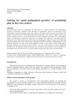 good pedagogical practice - International Council for Children`s Play