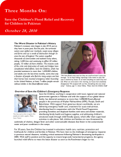 Three Months On: Save the Children`s Flood Relief and Recovery for