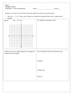 Math 3 Practice U2 Test Inequalities &ndash; Linear Programming Name