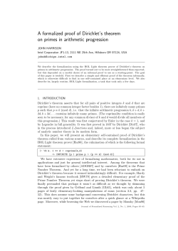A formalized proof of Dirichlet`s theorem on primes in arithmetic