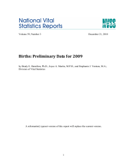 Births: Preliminary Data for 2009