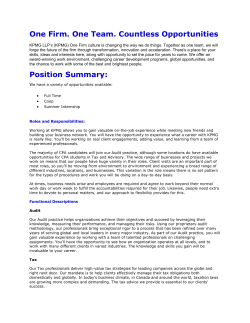 One Firm. One Team. Countless Opportunities Position