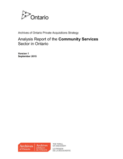 Archives of Ontario Private Acquisitions Strategy