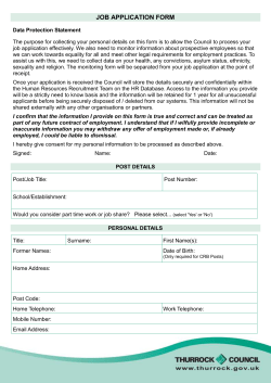Thurrock Council Job Application Form