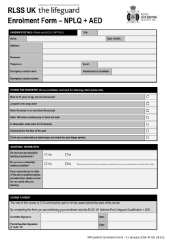 RLSS UK Enrolment Form – NPLQ + AED