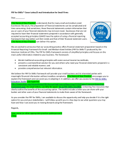 FRF for SMEs&trade; Cover Letter/E-mail Introduction for Small Firms