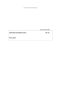 APPLIED MATHEMATICS IM 02 SYLLABUS