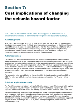Section 7: Cost implications of changing the seismic hazard factor