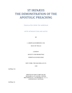 Irenaeus Apostolic Preaching