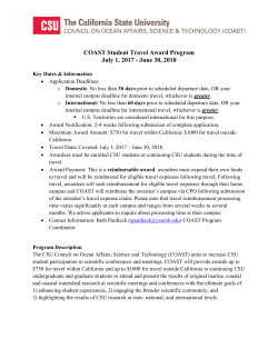 COAST Student Travel Award Program July 1, 2017