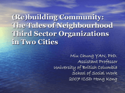 The Tales of Neighbourhood Third Sector Organizations in Two Cities