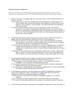 Sentence Exercises: Chapter 10 Please revise at least one in each