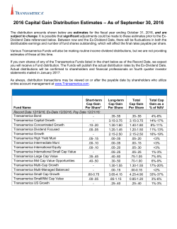 2016 Capital Gain Distribution Estimates &ndash; As of