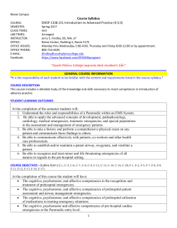 Course Syllabus EMSP 1338.151 Introduction to Advanced Practice