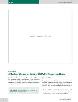A Strategy Change for Europe: Old Myths Versus New Roads