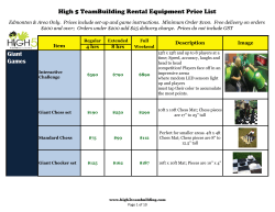 High 5 TeamBuilding Rental Equipment Price List Giant Games