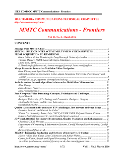 Communications &ndash; Frontiers of March 2016