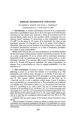 RANDOM DISTRIBUTION FUNCTIONS1 1