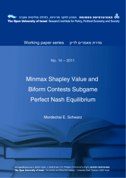 Minmax Shapley Value and Biform Contests Subgame Perfect Nash