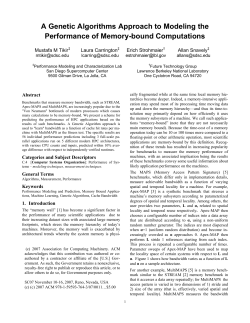 A Genetic Algorithms Approach to Modeling the Performance of