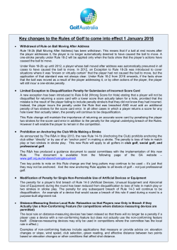 Key changes to the Rules of Golf to come into effect 1 January 2016