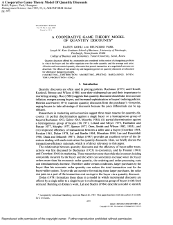 A Cooperative Game Theory Model Of Quantity Discounts