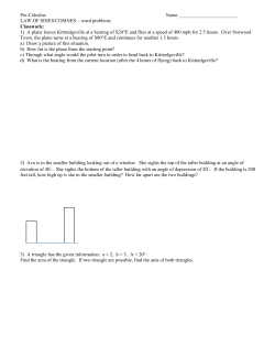 Pre-Calculus Name LAW OF SINES/COSINES &ndash; word problems