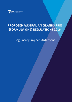 (Formula One) Regulations 2016 - Regulatory Impact Statement