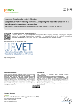 Cooperative VET in training networks. Analysing the free