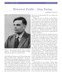Historical Profile - Alan Turing - School of Mathematical Sciences