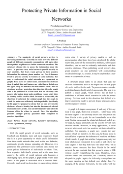 Protecting Private Information in Social Networks Penchalaprasad