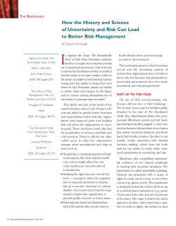 How the History and Science of Uncertainty and Risk Can Lead to