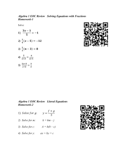 Algebra 1 EOC Review Point-Slope Form of an Equation Homework